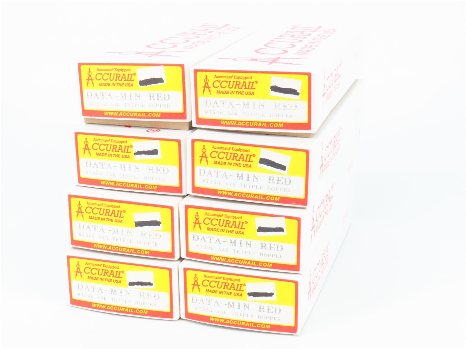 LOT of 8 HO Scale Accurail Kit #7598 Data Only Mineral Red AAR 3-Bay Open Hopper