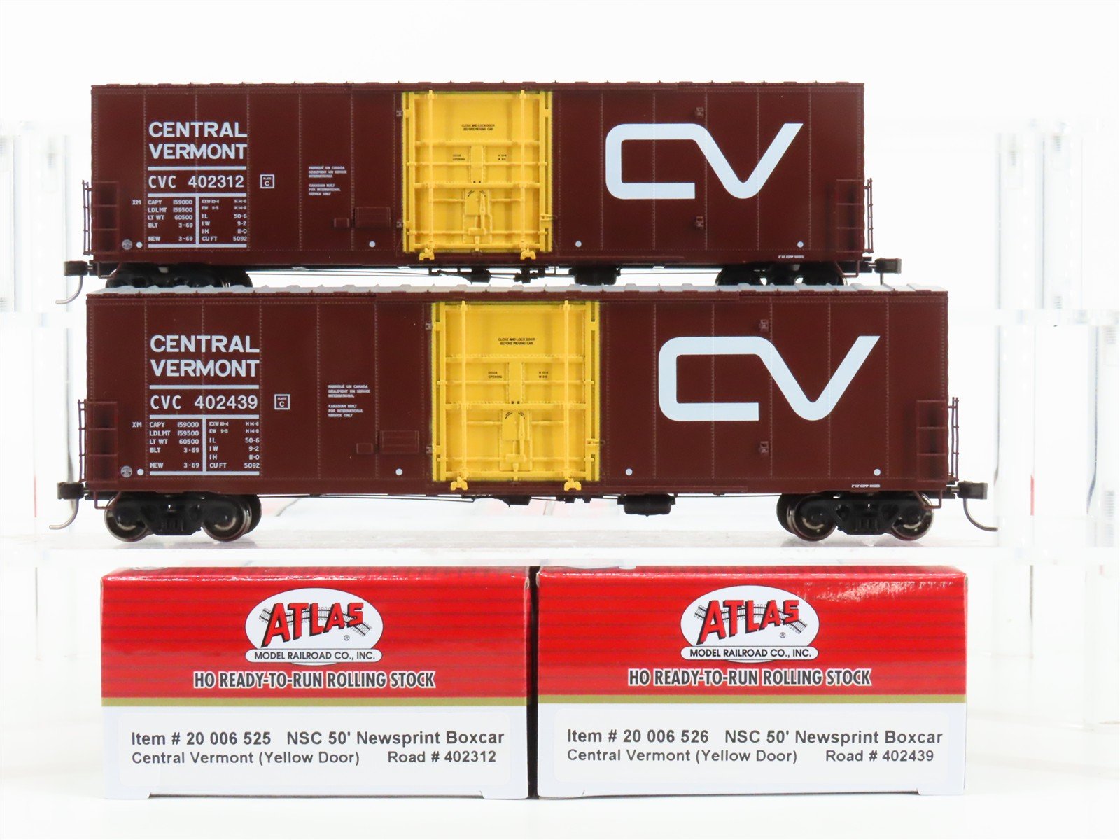 LOT of 2 HO Scale Atlas CV Central Vermont 50' Boxcars