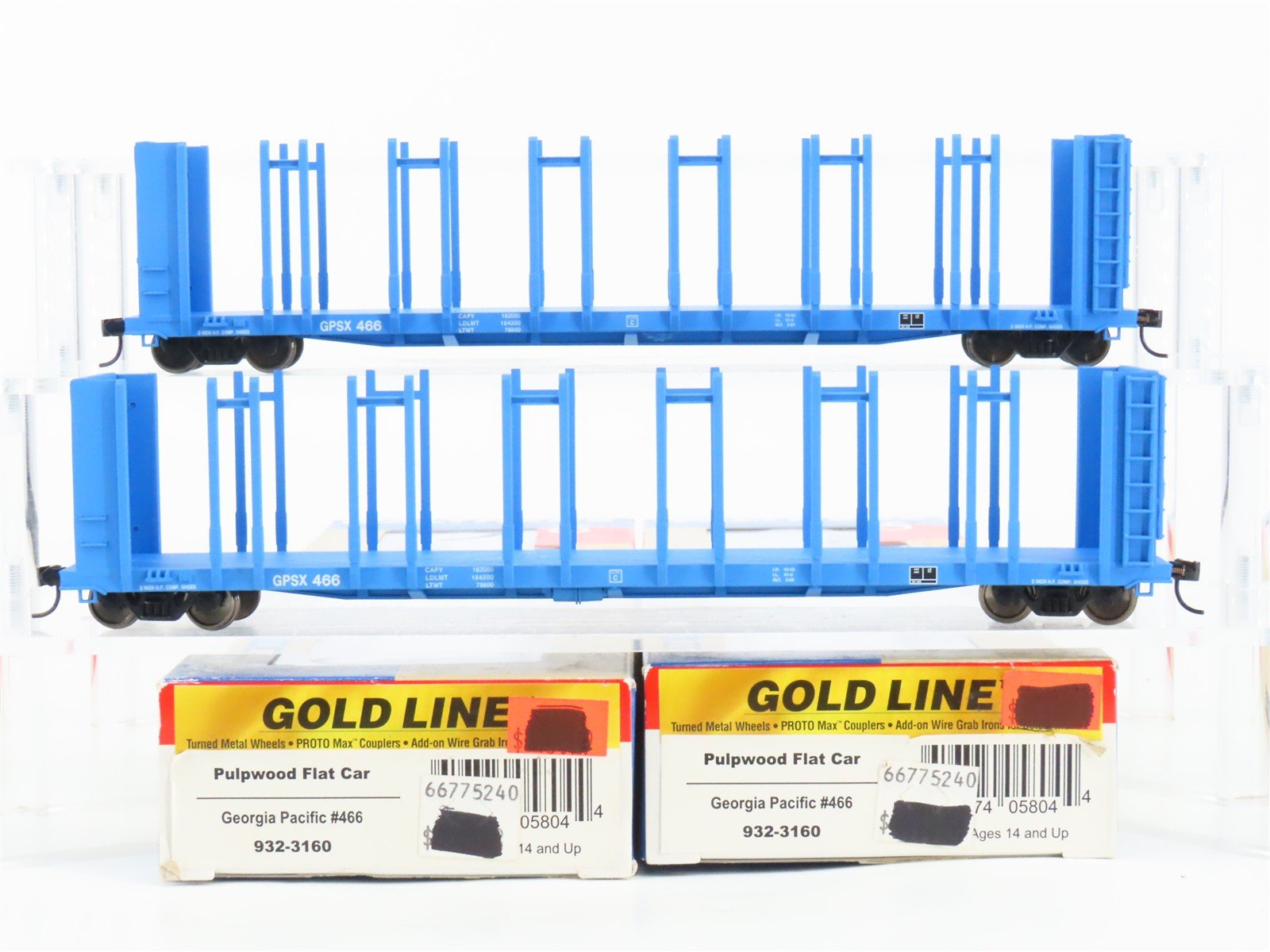 LOT of 2 Walthers Gold Line 932-3160 GSPX Georgia Pacific Pulpwood Flatcars