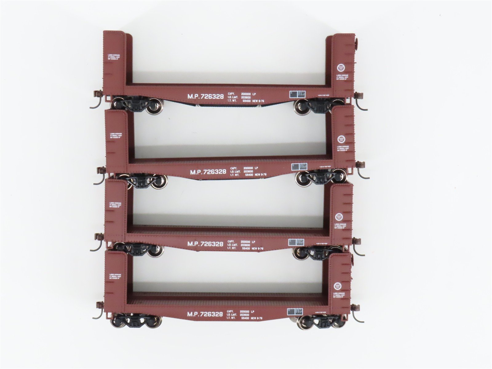 LOT of 4 Athearn ATH81495 MP Missouri Pacific 40' Pulpwood Flatcars
