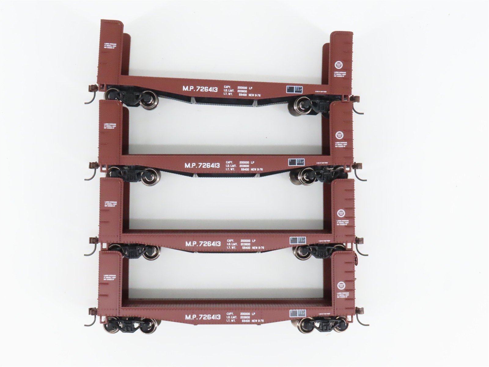 LOT of 4 Athearn ATH81496 MP Missouri Pacific 40' Pulpwood Flatcars