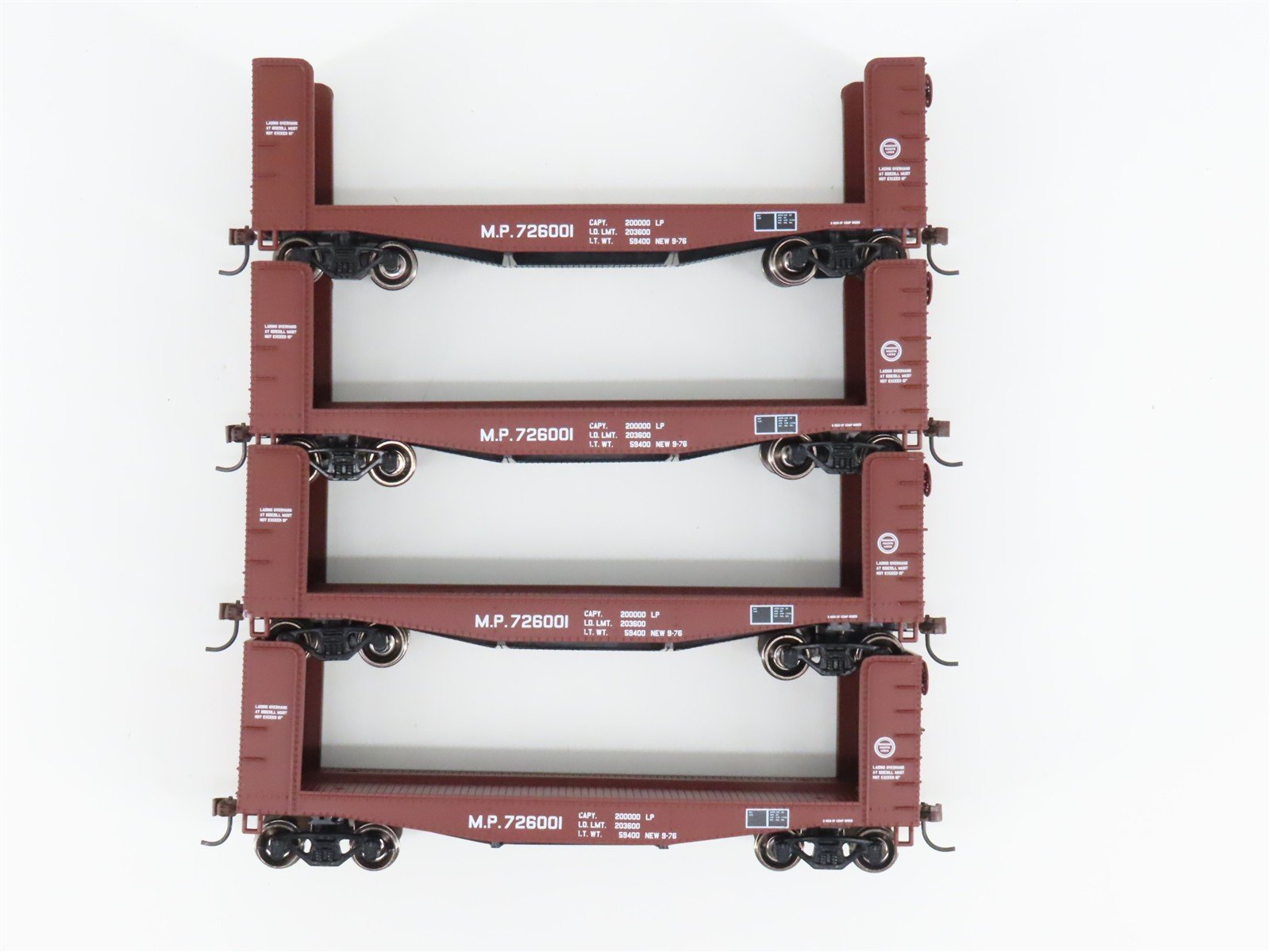 LOT of 4 HO Scale Athearn ATH81494 MP Missouri Pacific 40' Pulpwood Flatcars