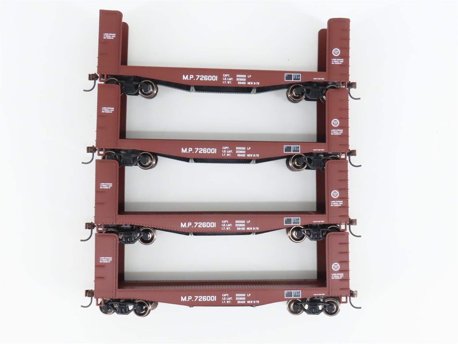 LOT of 4 HO Scale Athearn ATH81494 MP Missouri Pacific 40' Pulpwood Flatcars