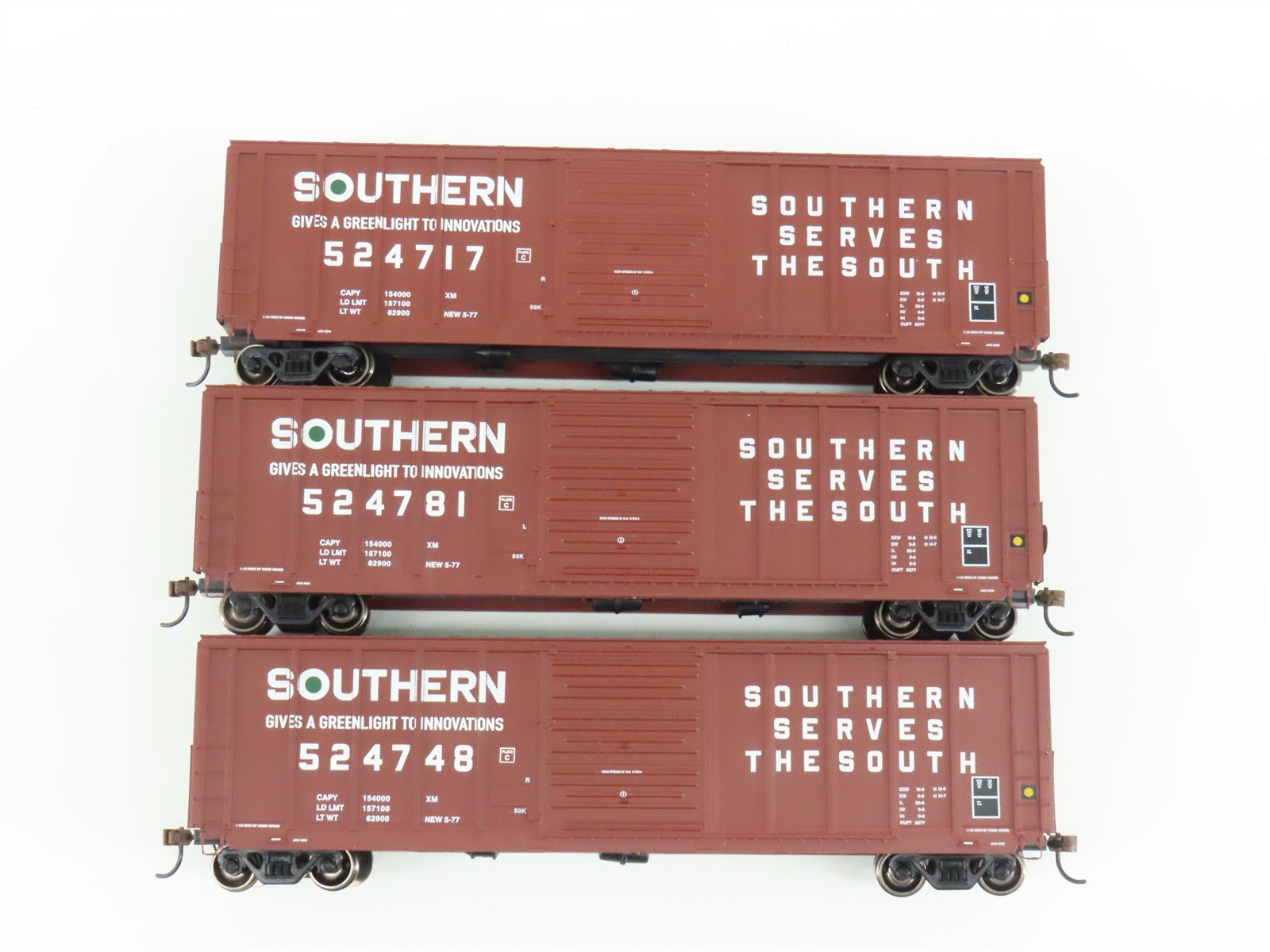 LOT of 3 HO Scale Athearn Roundhouse Southern 50' PS 5277 Boxcars