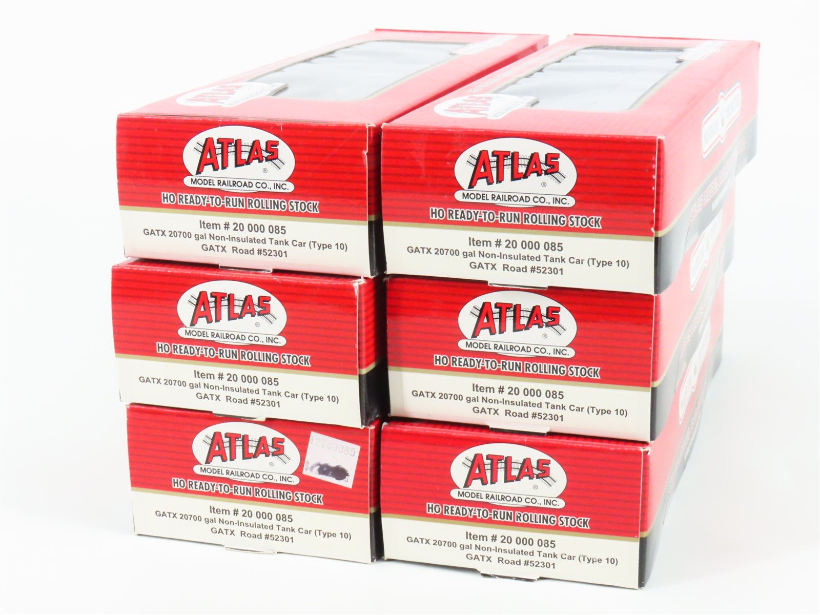 LOT of 6 HO Scale Atlas 20000085 GATX Non-Insulated Tank Cars #52301 - Sealed