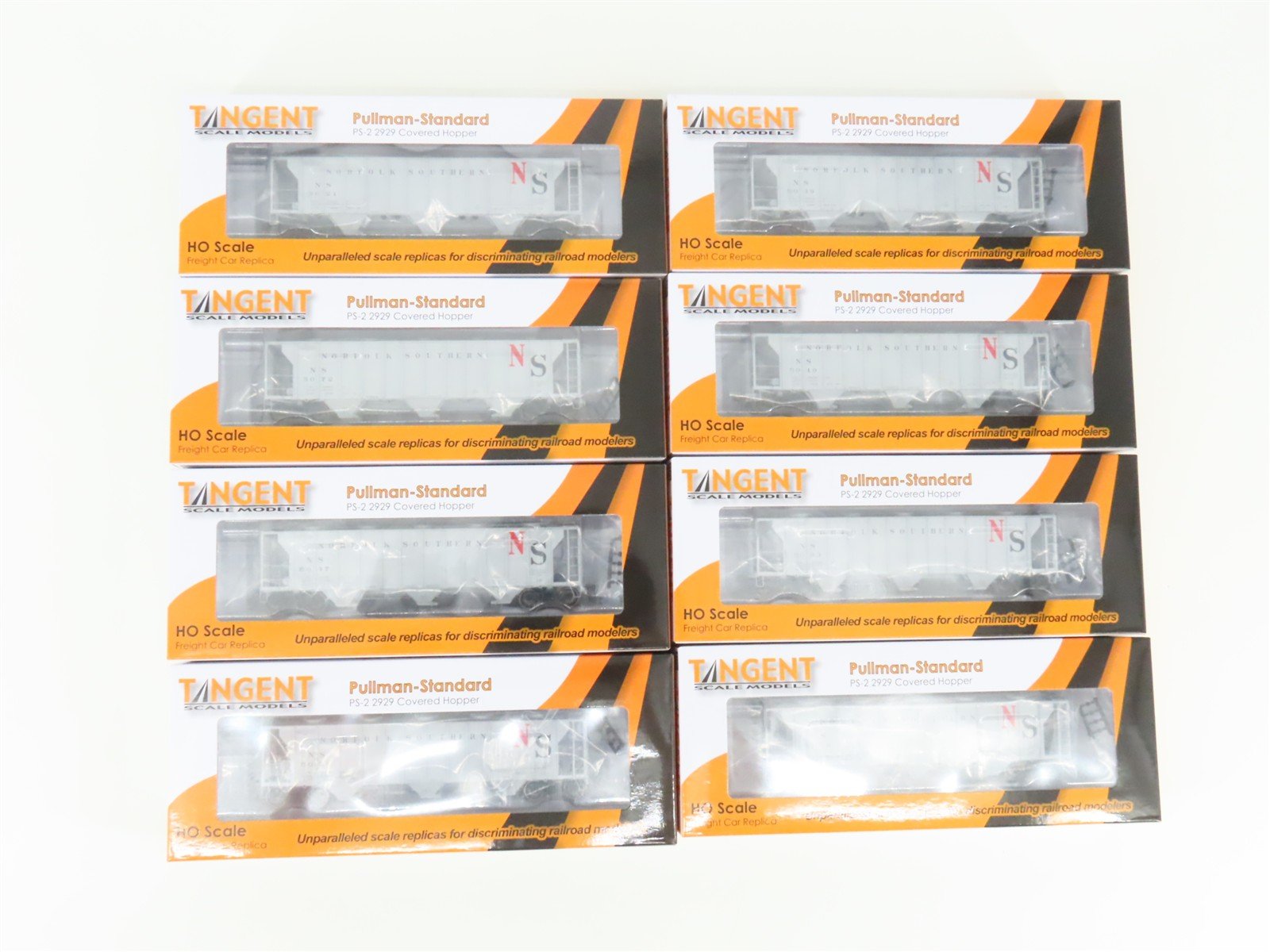 LOT of 8 HO Scale Tangent NS Norfolk Southern Railroad 3-Bay Covered Hoppers