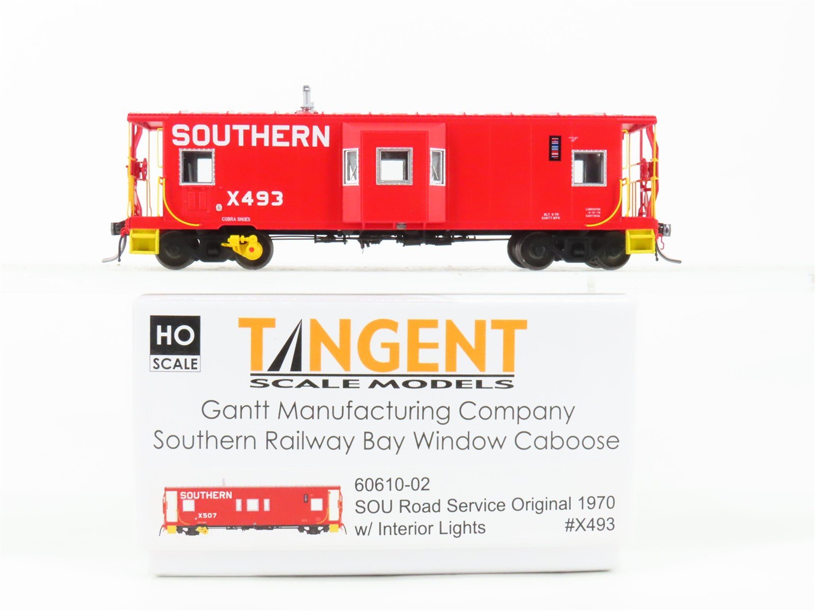 HO Scale Tangent 60610-02 SOU Southern Railway Bay Window Caboose #X493