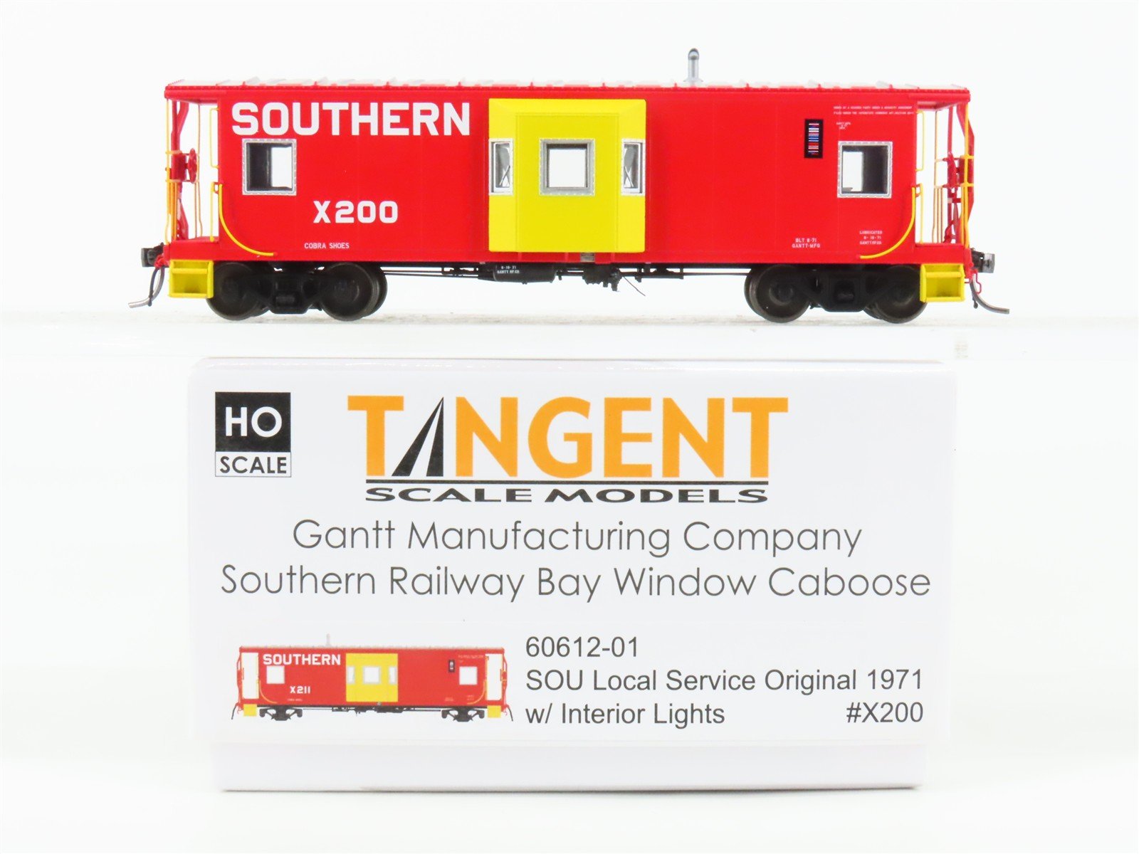 HO Scale Tangent 60612-01 SOU Southern Railway Bay Window Caboose #X200