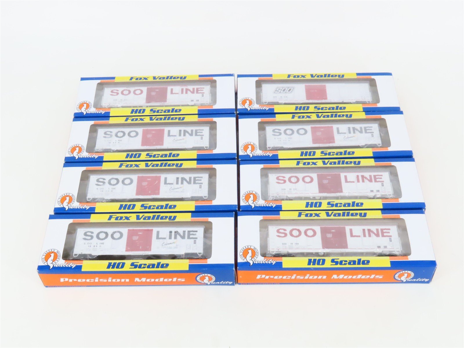 LOT of 8 HO Scale Fox Valley Models SOO Line Single Door Box Cars