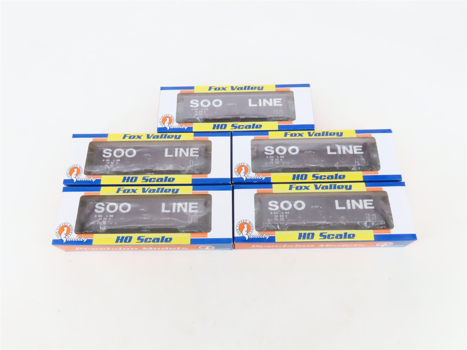 LOT of 5 HO Scale Fox Valley Models SOO Line Single Door Box Cars