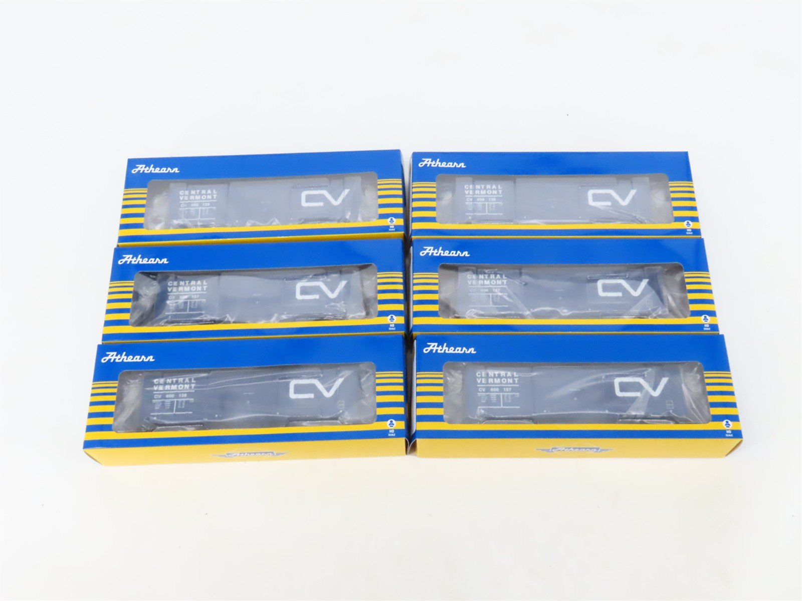 LOT of 6 HO Scale Athearn CV Central Vermont Railroad 50' Single Door Box Cars