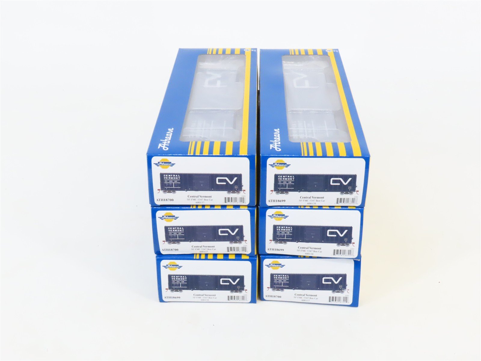 LOT of 6 HO Scale Athearn CV Central Vermont Railroad 50' Single Door Box Cars