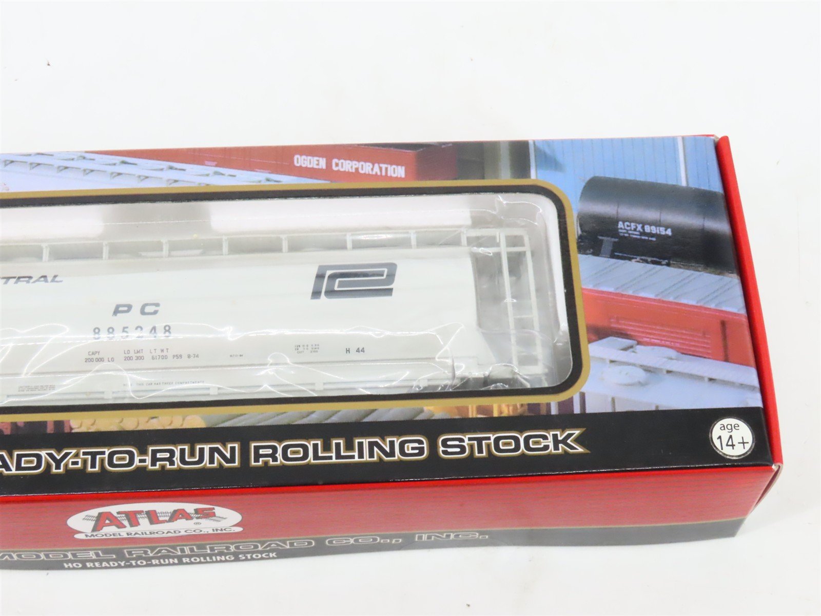 HO Atlas 20000552 PC Penn Central 3-Bay Cylindrical Hoppers #885248 - Sealed