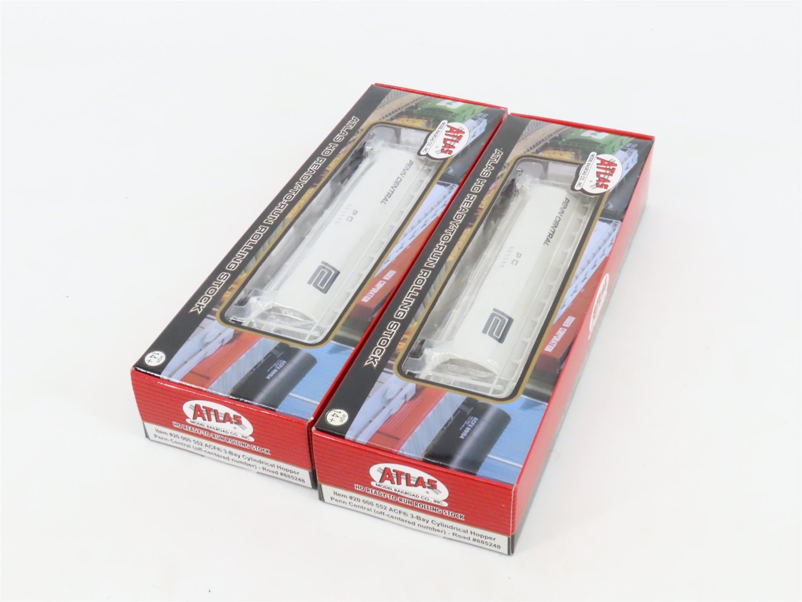 HO Atlas 20000552 PC Penn Central 3-Bay Cylindrical Hoppers #885248 - Sealed