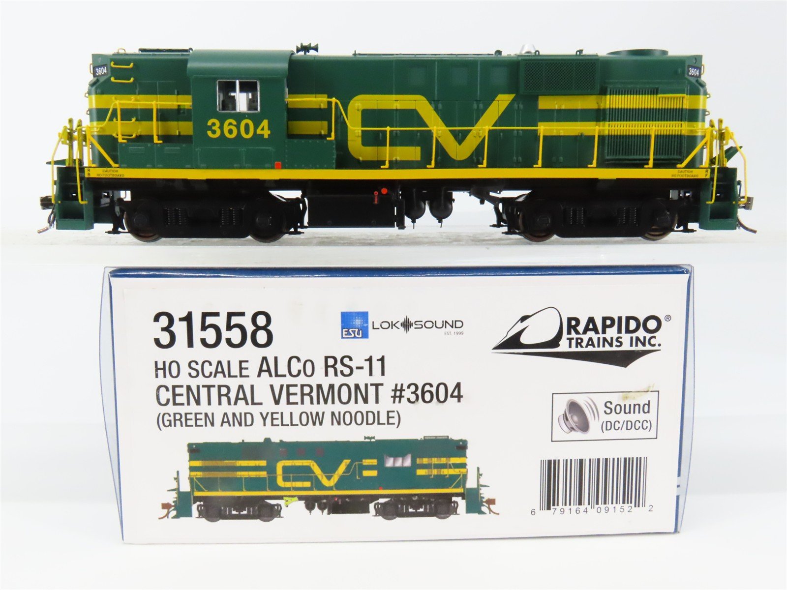 HO Scale Rapido 31558 CV Central Vermont RS11 Diesel Loco #3604 wDCC & Sound