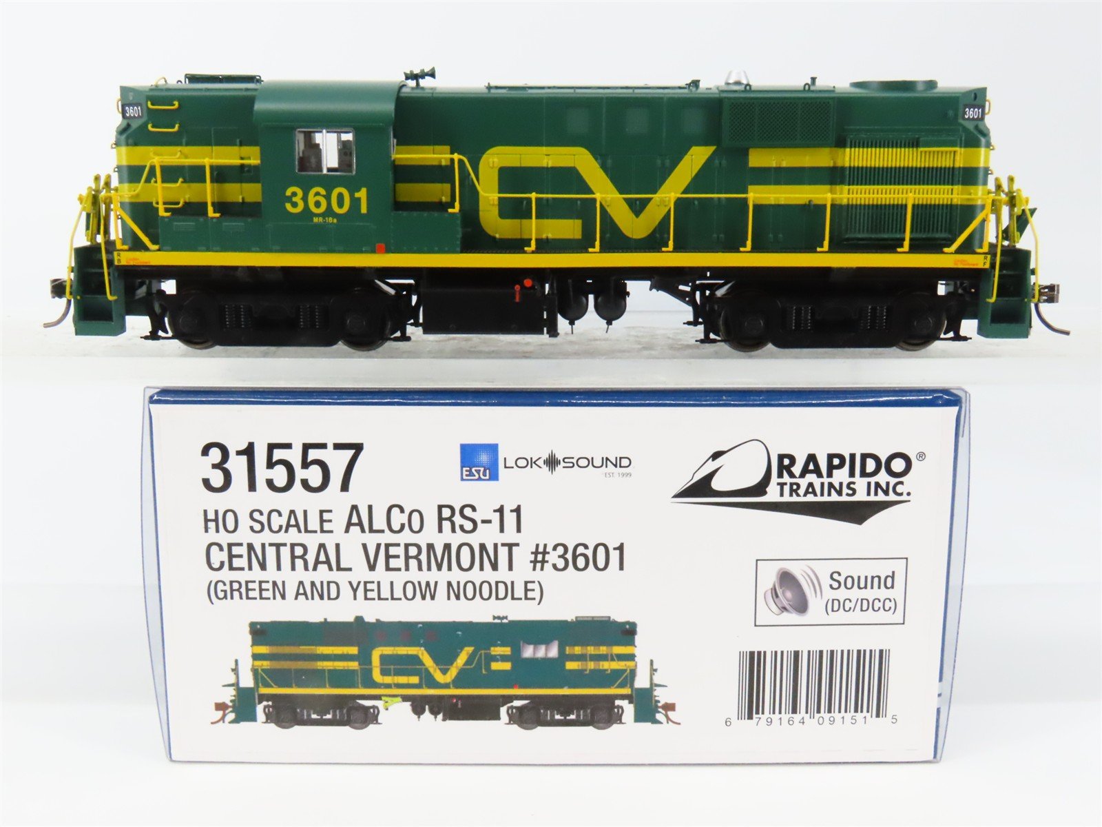 HO Scale Rapido 31557 CV Central Vermont RS11 Diesel Loco #3601 wDCC & Sound
