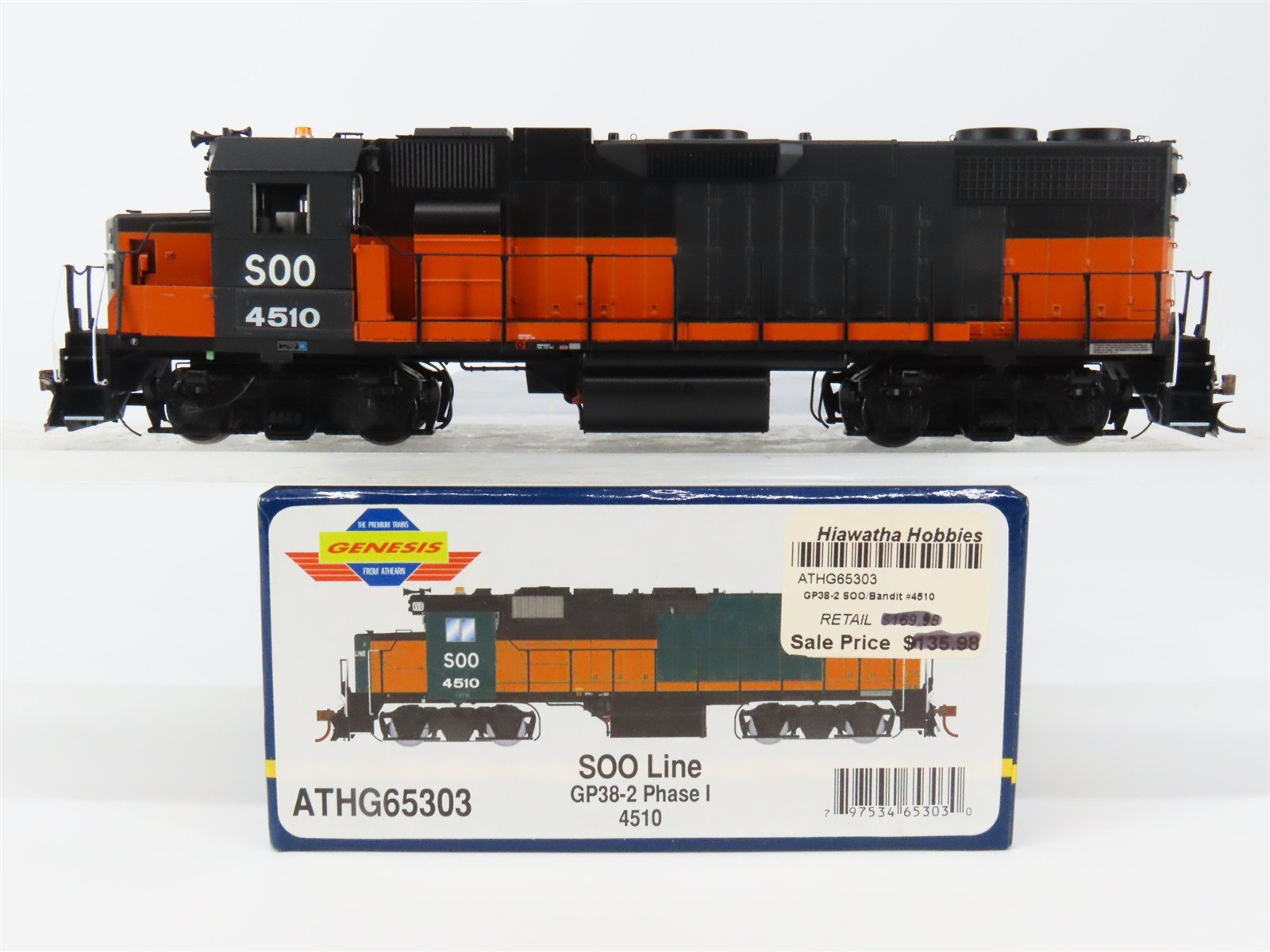 HO Scale Athearn Genesis ATHG65303 SOO Line GP38-2 Diesel Locomotive #4510