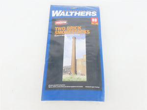 HO 1/87 Scale Walthers Cornerstone Kit 933-3728 Two Brick Smokestacks - Sealed