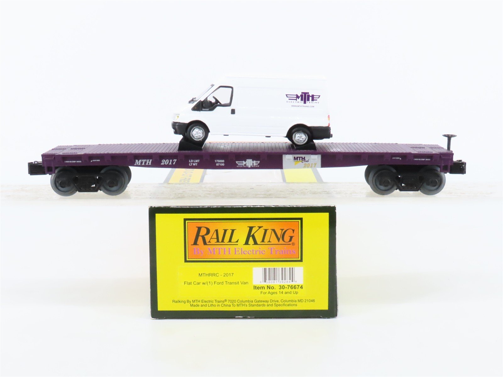 O Gauge 3-Rail MTH Rail King 30-76674 MTHRRC Flatcar #2017 w/Ford Transit Van