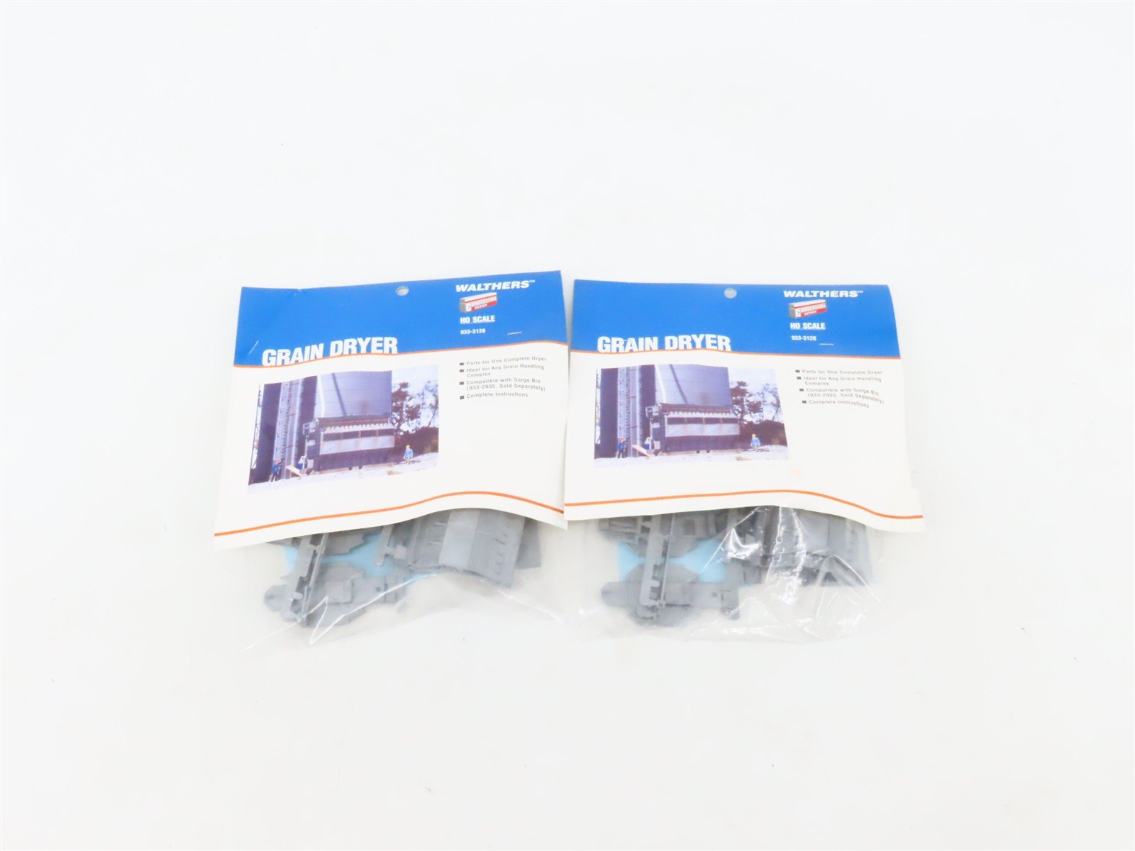 LOT of 2 HO Scale Walthers 933-3128 Grain Dryer Building Kit