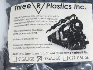 O Gauge Three R Plastics Black Rubber Track Ties 250-Pack