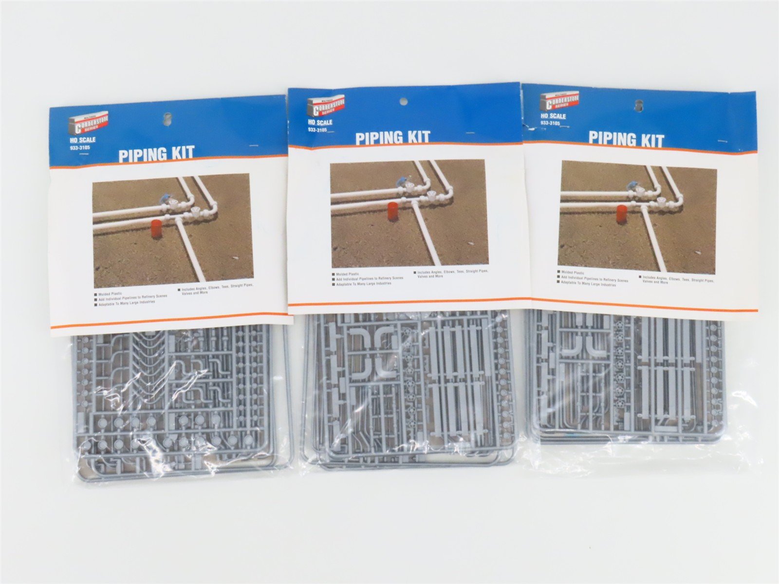 LOT of 3 HO Scale Walthers 933-3105 Plastic Piping Kits