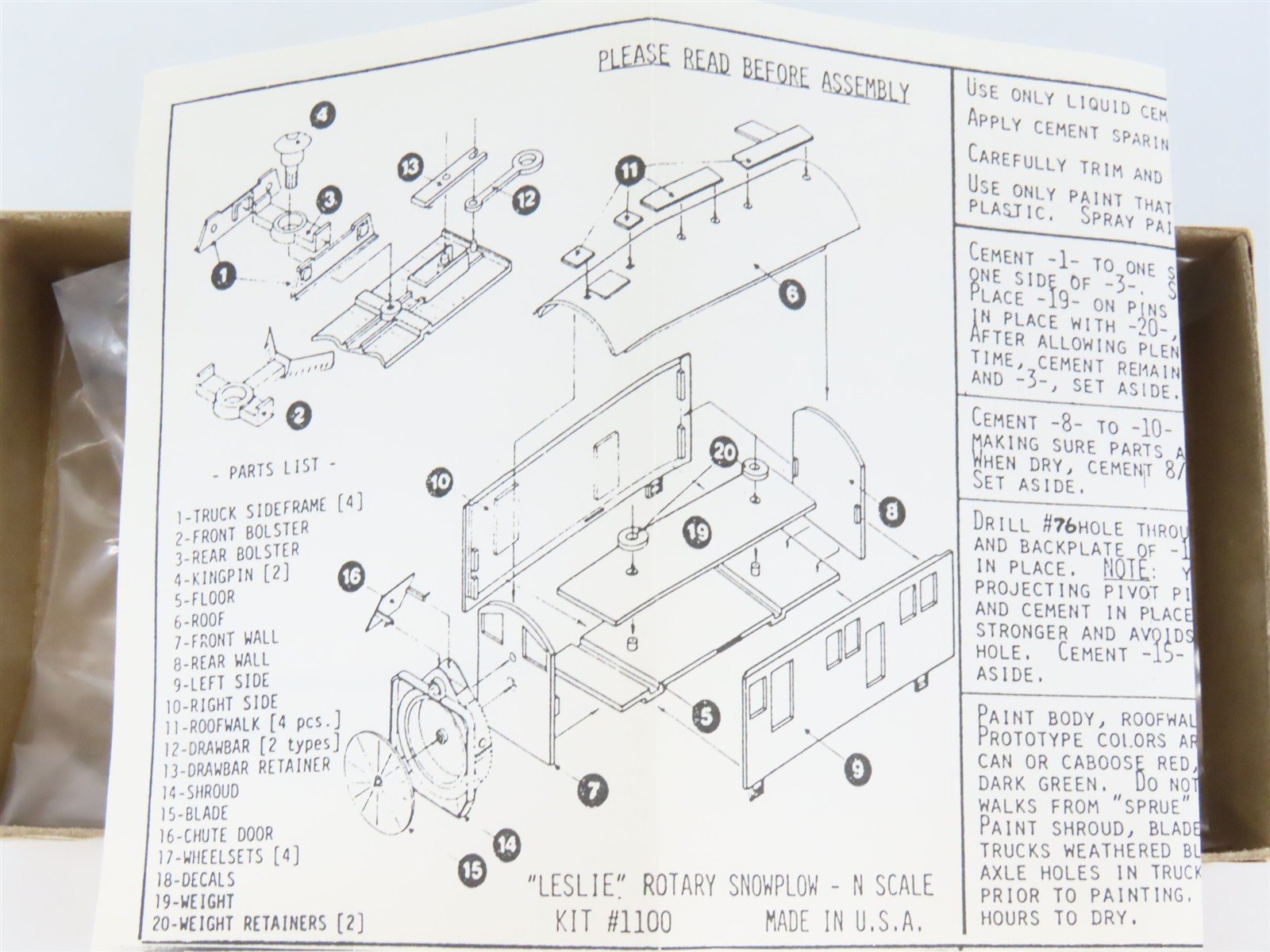 N Scale Dimi-Trains Kit 1100 Undecorated Leslie Rotary Snow Plow