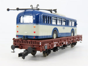 HO Scale Roco 66034 DB Deutsche Bahn Railway Flat Car w/ Bus Load 2-Pack