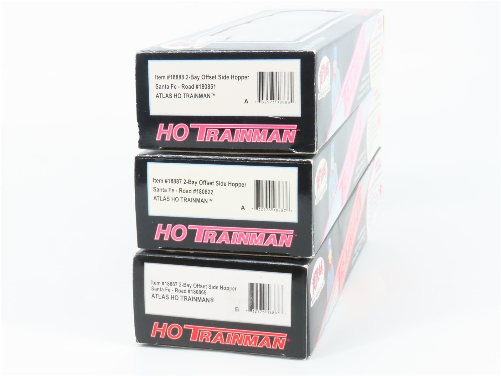 LOT of 3 HO Scale Atlas Trainman ATSF Santa Fe 2-Bay Offset Hopper Cars