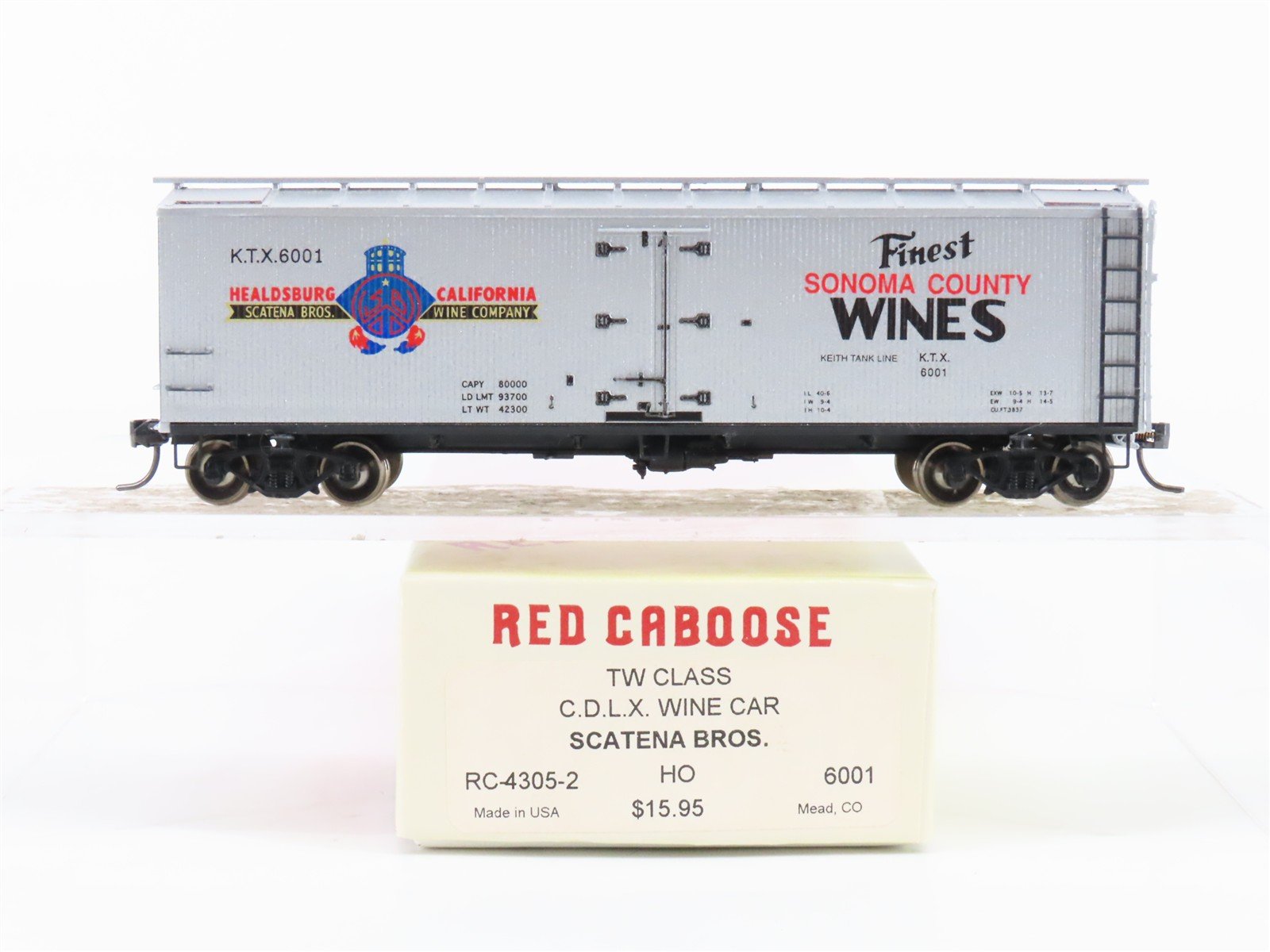 HO Scale Red Caboose RC-4305-2 KTX Scatena Bros Wine Reefer Car