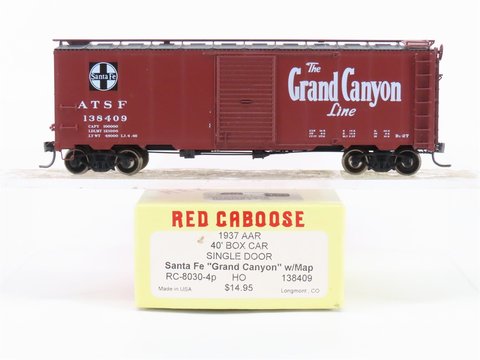 HO Scale Red Caboose RC-8030-4p ATSF Santa Fe 40' Single Door Boxcar #138409