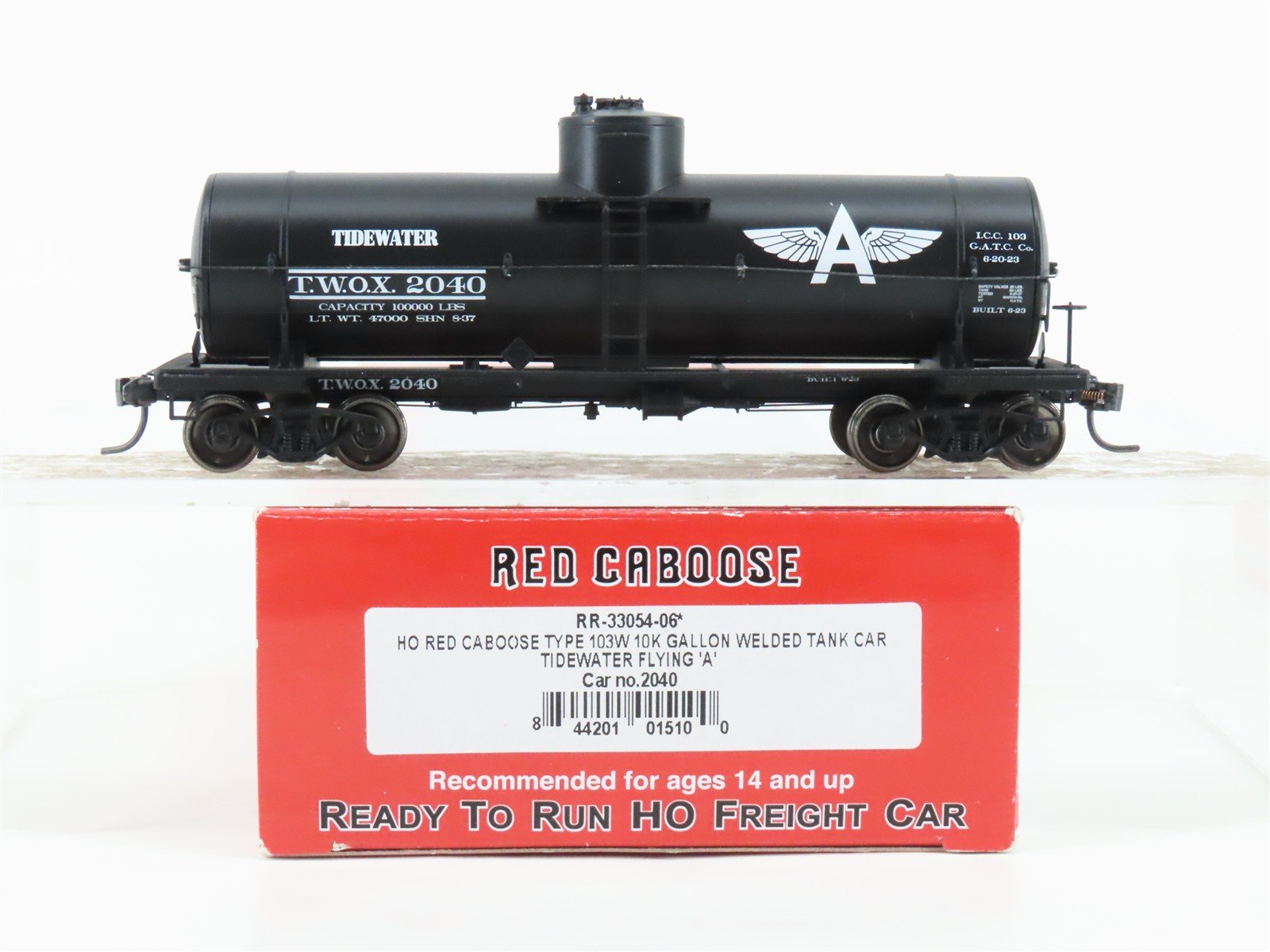 HO Scale Red Caboose RR-33054-06 TWOX Tidewater 10k Gal Tankcar #2040