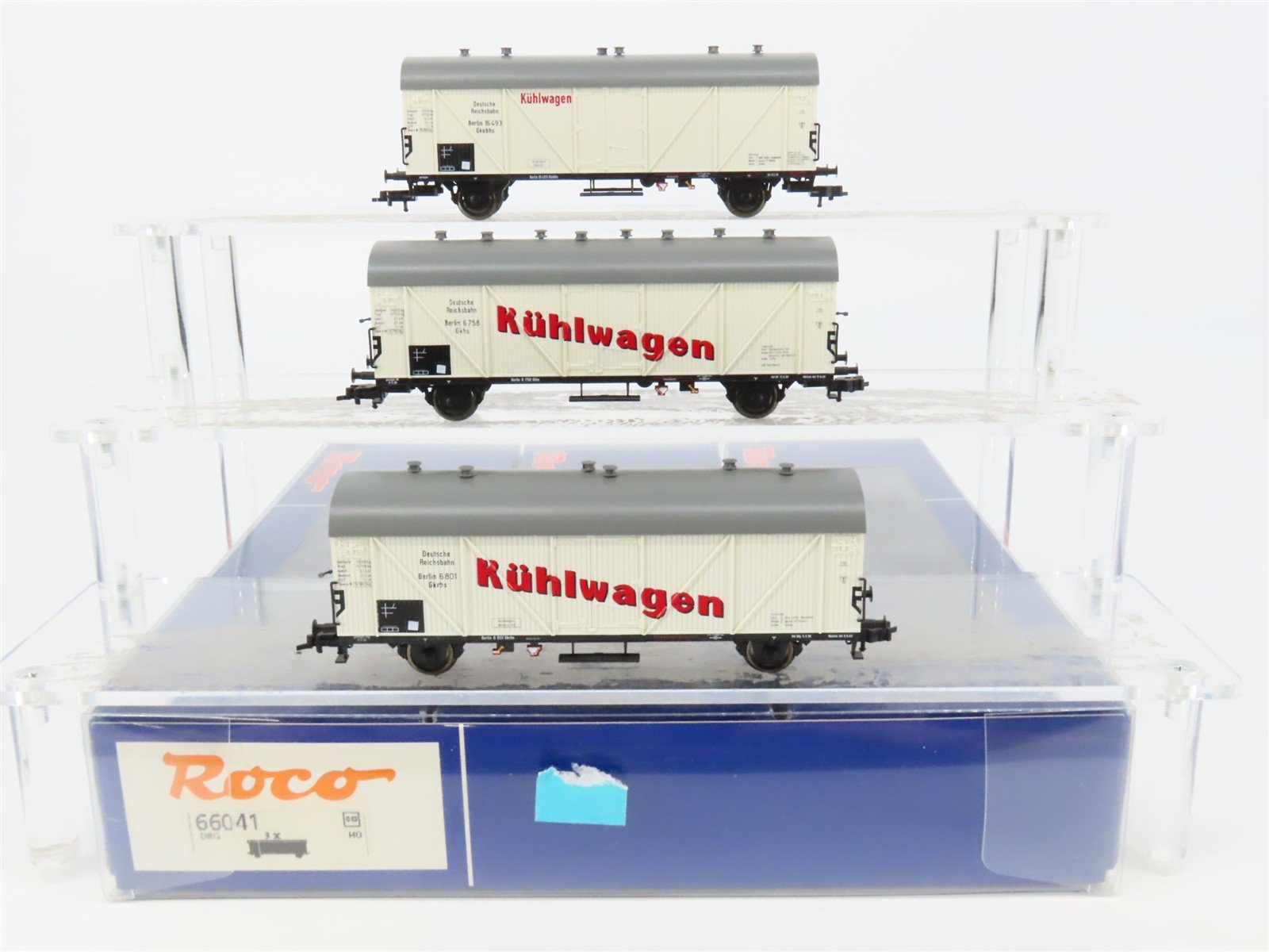 HO Scale Roco 66041 DRG Deutsche Reichsbahn Kühlwagen Reefer 3-Pack