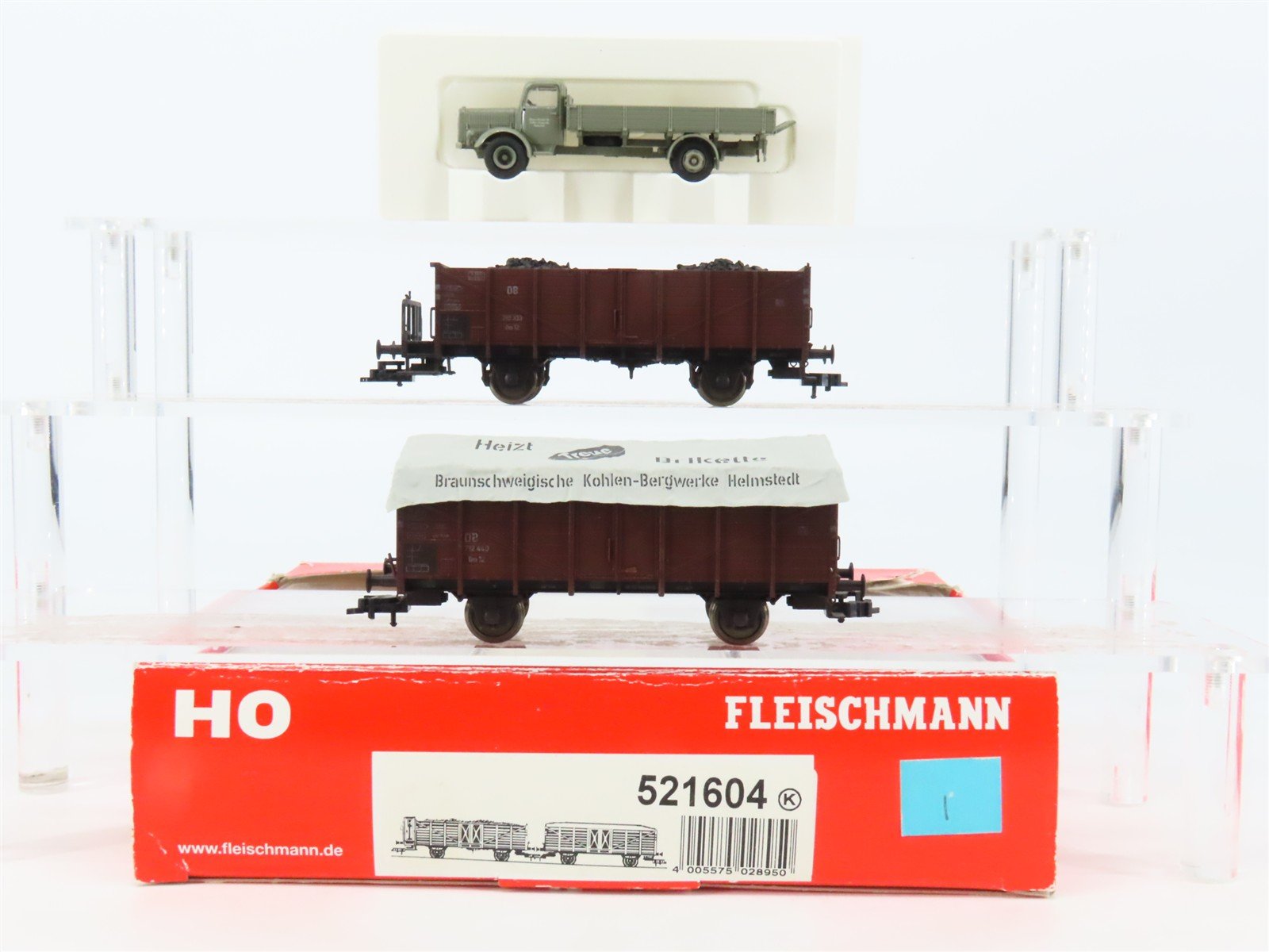 HO Fleischmann 521604 DB Deutsche Bahn Freight Cars & Pickup Truck Set of 3
