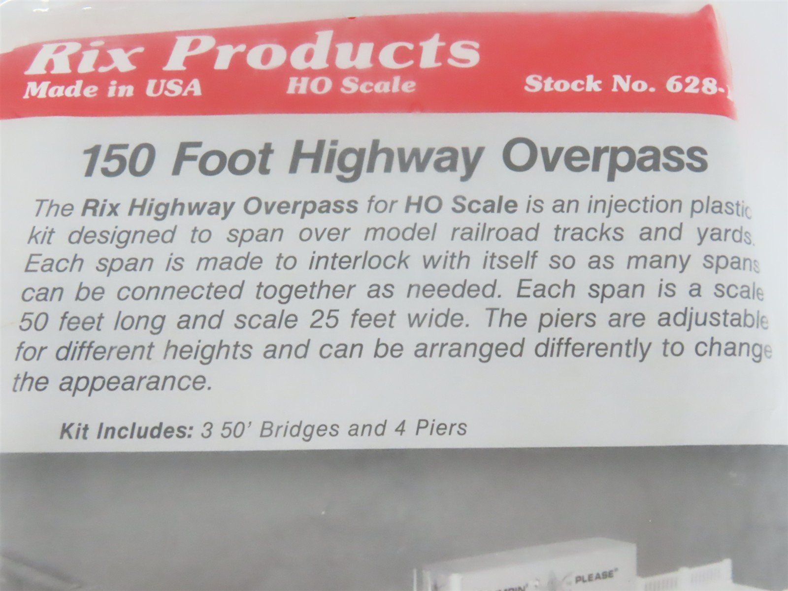 HO 1/87 Scale Rix Products Kit 628-103 150 Foot Highway Overpass - Sealed