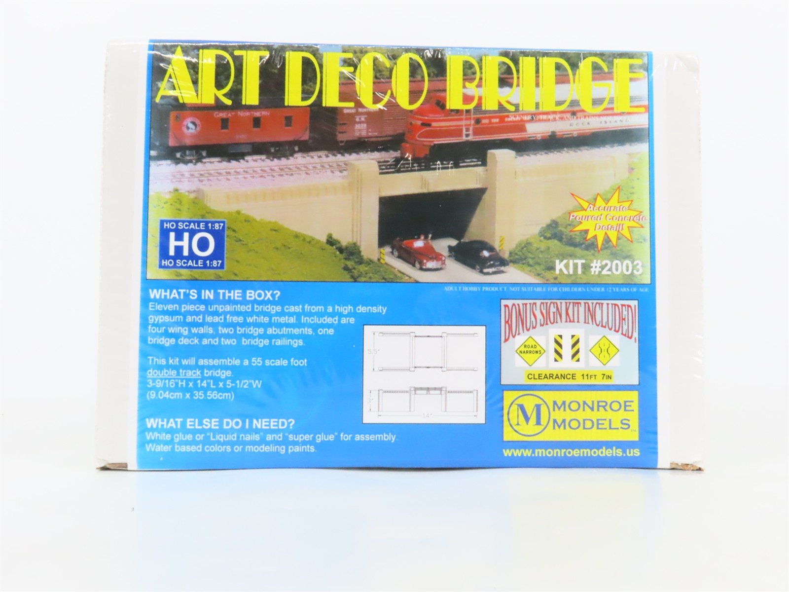 HO 1/87 Scale Monroe Models Kit #2003 Art Deco Bridge - Sealed