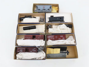LOT of 9 HO Scale Roundhouse Hopper, Stock, Boxcar, Tankcar & Flatcar Kits