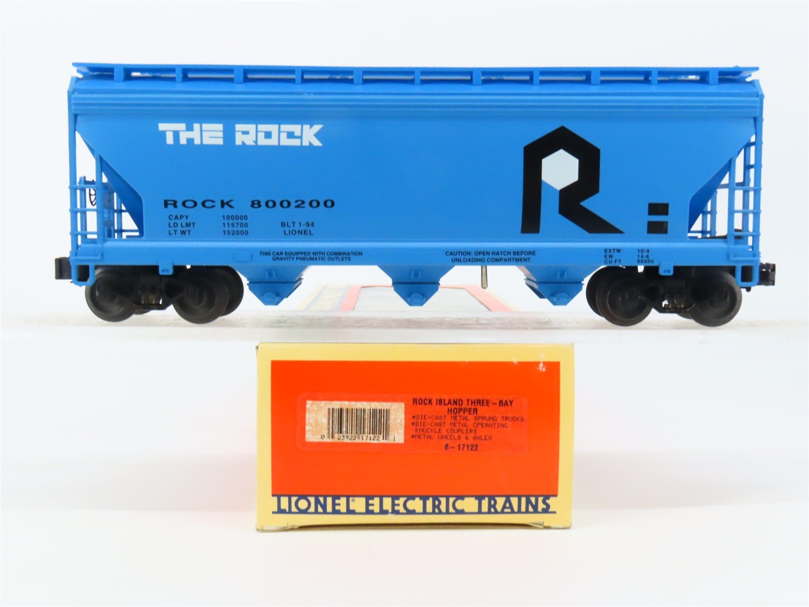 O Gauge 3-Rail Lionel 6-17122 ROCK The Rock 3-Bay Hopper #800200 w/ Custom EOT