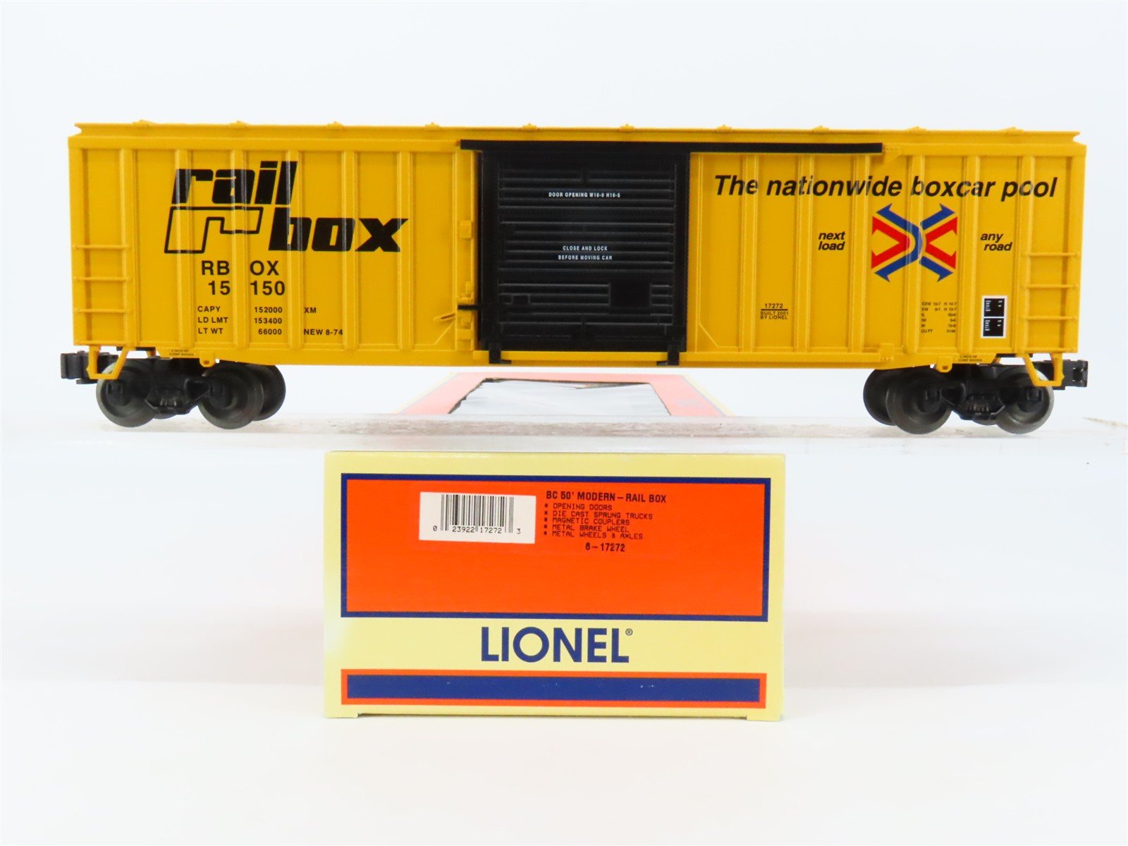 O Gauge 3-Rail Lionel 6-17272 RBOX Railbox 50' Single Door Box Car #15150