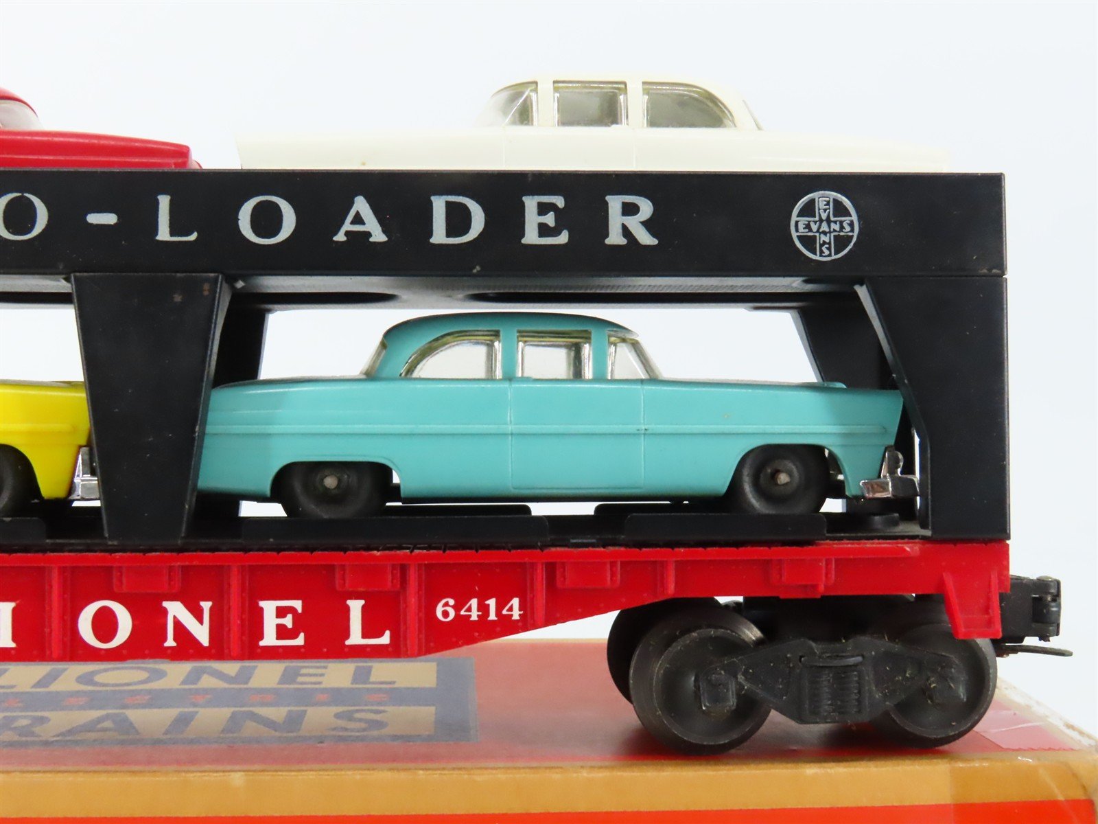 O Gauge 3-Rail Lionel 6414 Auto-Loader Automobile Flat Car #6414 w/ 4 Vehicles
