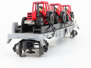 O Gauge 3-Rail Lionel 6-16907 Farm Equipment Flat Car #16907 w/3 Welly Tractors