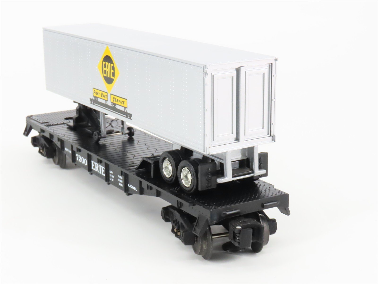 O Gauge 3-Rail Lionel 6-19415 ERIE TOFC Piggyback Flat Car #7200 w/ Trailer