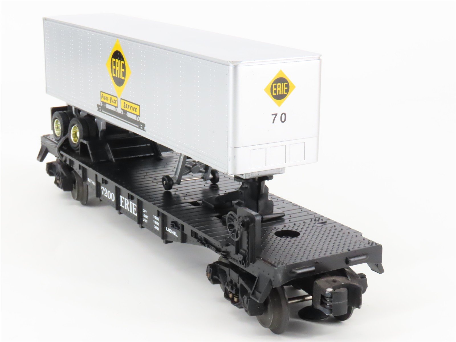 O Gauge 3-Rail Lionel 6-19415 ERIE TOFC Piggyback Flat Car #7200 w/ Trailer