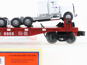O Gauge 3-Rail Lionel 6-37839 NJTR NJ Transit Flat Car #9905 w/ Semi-Tractors
