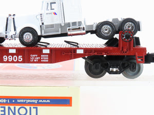 O Gauge 3-Rail Lionel 6-37839 NJTR NJ Transit Flat Car #9905 w/ Semi-Tractors