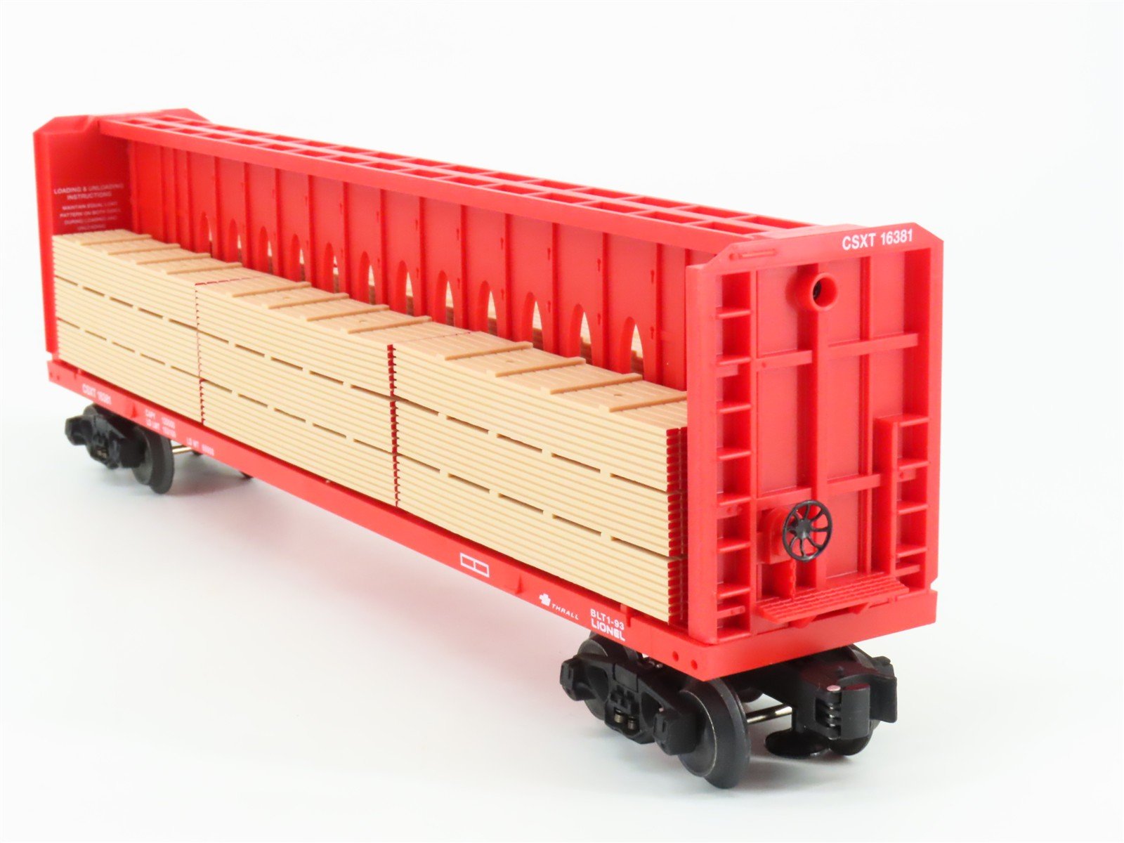 O Gauge 3-Rail Lionel 6-16381 CSXT Centerbeam Flat Car #16381 w/ Lumber Load