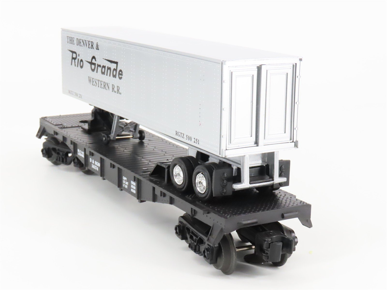 O Gauge 3-Rail Lionel 6-16374 D&RGW Rio Grande TOFC Flat Car #16374 w/ Trailer