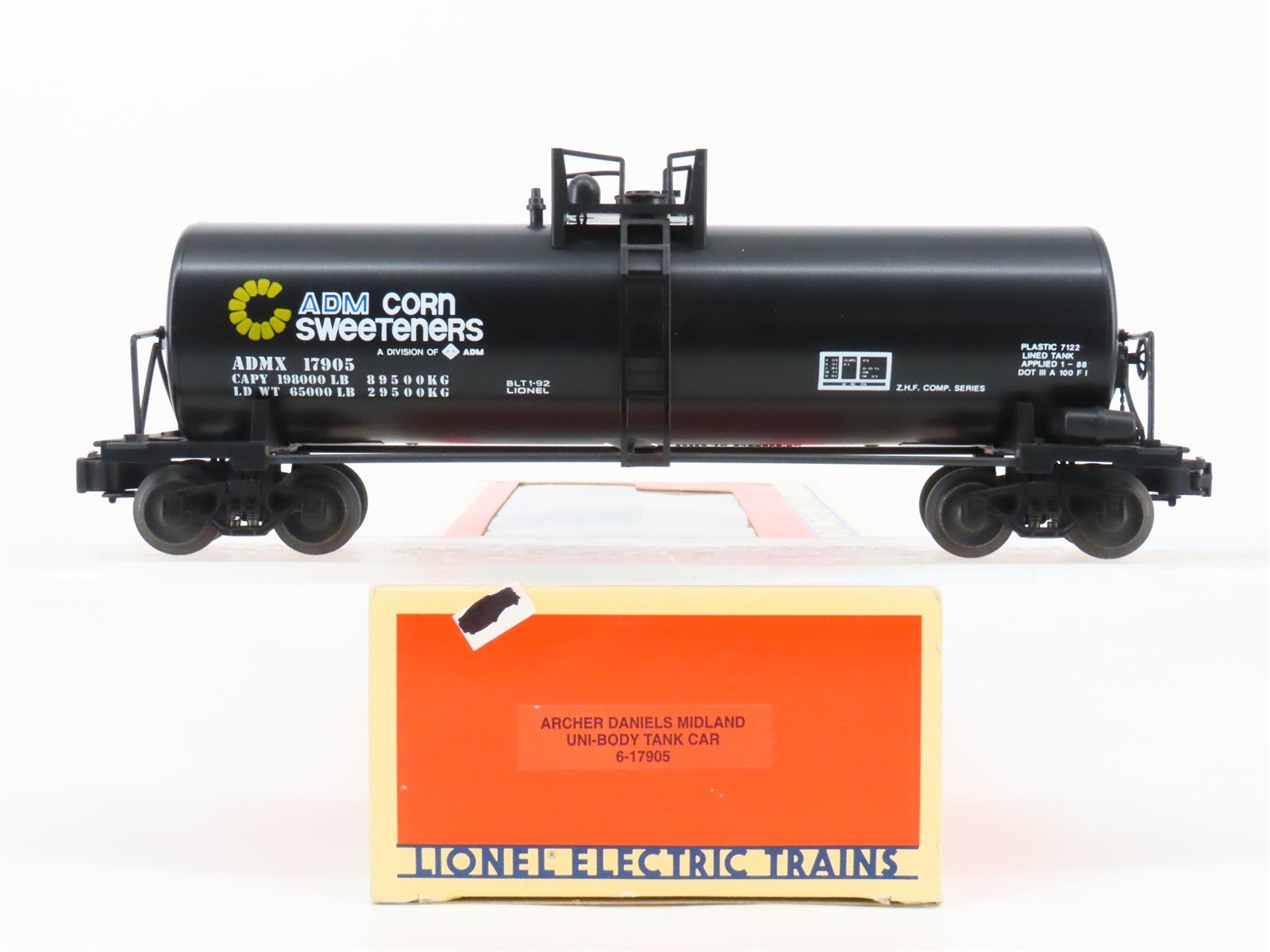 O Gauge 3-Rail Lionel 6-17905 ADM Corn Sweeteners Uni-Body Tank Car #17905