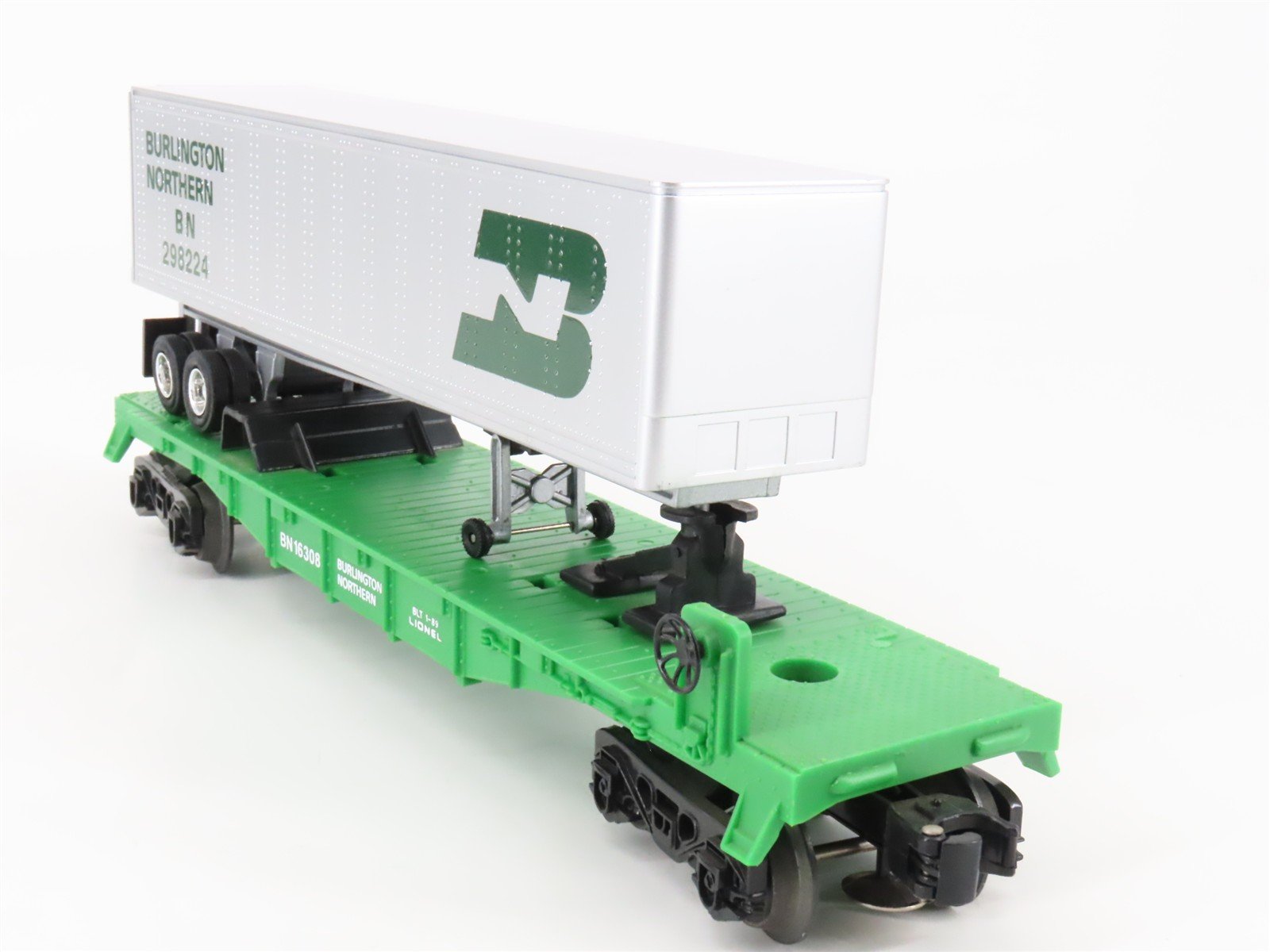 O Gauge 3-Rail Lionel 6-16308 BN Burlington Northern TOFC Flat Car w/ Trailer