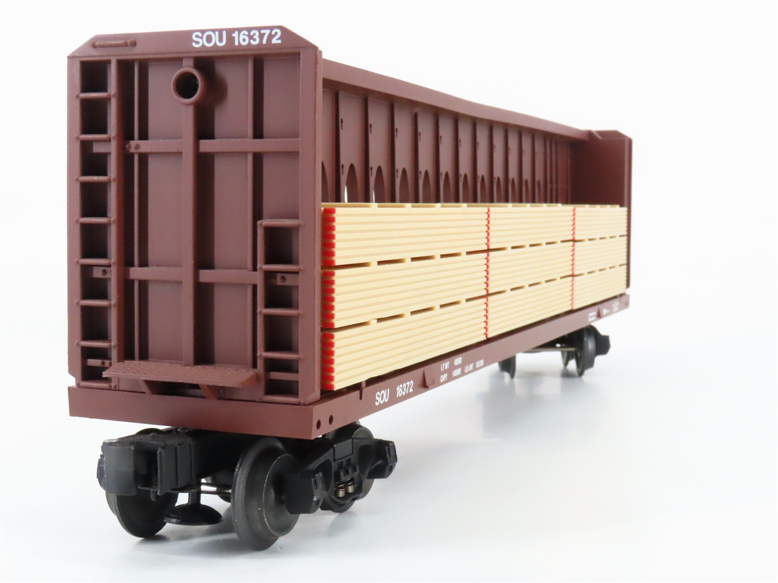 O Gauge 3-Rail Lionel 6-16372 SOU Southern Centerbeam Flat Car w/ Lumber Load